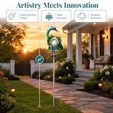 Voumsil Solar Garden Lights Outdoor - Decorative Metal Heron Stake with Cracked Glass Ball, Weather Resistant Auto-On Landscape Lighting for Yard Patio Lawn Pathway Decor, Gardening Gift for Mom
