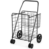 Foldable Grocery Cart on Wheels with Double Basket, Heavy Duty Utility Cart