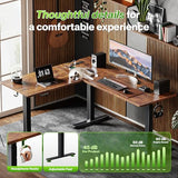 L Shaped Standing Desk with Power Outlets, 63 x 55 Inch Height Adjustable Computer Desk for Bedroom