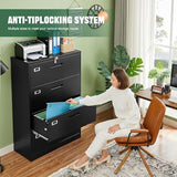 Letaya File Cabinets,4 Drawer Metal Lateral Filing Organization Storage Cabinets with Lock