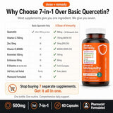 A Dose of Immunity - 7 in 1 Quercetin 500mg Supplement with Bromelain, Zinc, Vitamin C, Vitamin D & Vitamin B Complex Echinacea Immune Support Booster Supplements - 60 Count