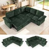 85 Inch Modular Sectional Sleeper Sofa with Pull Out Bed,L Shaped 5 Seat Sectional Couch with Storage