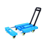 Push Cart Dolly Folding Hand Truck 6 Wheels Small Trolley Cart with Stretchable Handle for Home Office
