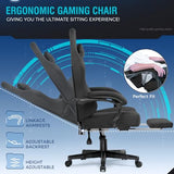 GTPLAYER Gaming Chair Fabric with Pocket Spring Cushion, High Back Ergonomic Computer Chair, Black