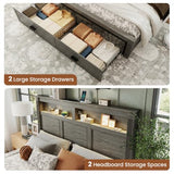 Ihanherry 54" Tall King Bed Frame with Farmhouse Roman Column Headboard
