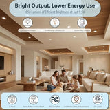 Hoyasin 6 Inch LED Recessed Lighting 12 Pack, 5CCT Retrofit Recessed Lights, Dimmable Can Lights, 2700K/3000K/3500K/4000K/5000K Selectable, 1050LM, 9.5W=110W, Fits 5/6" Cans, ETL & FCC, IC & Wet Rated