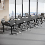Tribesigns 6.57 ft Conference Table for 6 People, Wooden Small Square Meeting Seminar Table, Modern Boardroom Desk with Solid Wood Legs and Thickened Tabletop for Office Conference Room (2, Black)