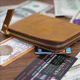 1 Handmade Short Wallet Men's Retro Zipper Card Slot Coin Bag