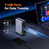 Laptop Docking Station 3 Monitors, Triple 4K Display with 3 HDMI, 9 USB Ports, Gigabit Ethernet, PD3.0, for Windows