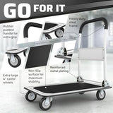 Heavy Duty Foldable Push Cart Dolly | 330 lbs. Capacity | Upgraded Collapsible Hand Truck