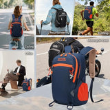 MIVENTO Hiking Backpack Waterproof Nylon Material, Breathable Back Pad Design, Separate Laptop Compartment for Outdoor Camping Travel (Deep Blue)