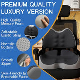 Benazcap X Large Memory Foam Seat Cushion Lumbar Support Pillow for Sciatica & Tailbone Pressure Relief