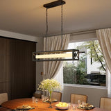 Glimchase 31.5" Rectangular Island Lights for Kitchen, 30W Black Linear Chandeliers for Dining Room Light Fixture, Farmhouse LED Dimmable Pendant Lighting for Kitchen Island Dining Room Bar Over Table