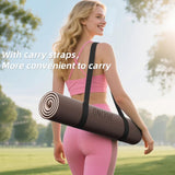 ONLYHE Yoga Mat Thick（8mm）Exercise Mat Non Slip Anti-tear,Pilates Mat for Men and Women,Workout Mats (71"x 24" ) (Light coffee + apricot)