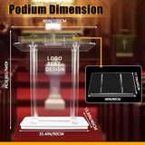 Customized Clear Church Pulpit with Wheels, 46”Transparent Church Podium