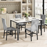 Dining Table Set for 4, Faux Marble Small Kitchen Table Chairs Set of 4 with Luxurious Button Tufted Dinner