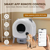 GTPLAYER Automatic Self-Cleaning Cat Litter Box, 2026 Upgraded 66L+18.6L Extra-Large Covered Smart Box with App Control, Safety Sensor System, Easy-Clean Waste Bin, Ideal for Multi-Cat Homes,White