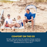 GCI Outdoor Sunshade Captain's Chair | Collapsible Folding Canopy Shade Chair with Durable Armrests, Drink Holder & Portable Carry Bag, Perfect for Beach Trips & Picnics — Saybrook Blue