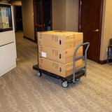Akro-Mils Versa/Deck Push Dolly Cart with Wheels, Reinforced Plastic Platform Hand Truck with Removable Handle