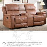 Faux Leather Manual Reclining Sofa Furniture Set, Manual Recliner Chair