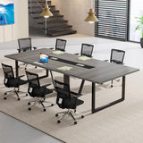 8FT Conference Table, 94.49 L x 47.24 W x 29.53 H Inches Large Meeting Podcast Table for 10 People, Business Style Wooden Training Table