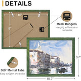 decorUhome Solid Oak Wood 8x10 Picture Frame, Display Pictures 5x7 with Mat or 8x10 without Mat, Wall & Tabletop Display Photo Frame, Green, 1 Pack