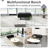 Leather Bench Waiting Room Chairs - 2 Seat Office Guest Reception Bench with Cushion