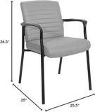 Office Star FL Series Faux Leather Padded Guest Chair with Built-in Lumbar Support, Charcoal Grey with Black Frame