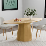 Casaphoria 67" Oval Dining Table, Modern Wood Kitchen Table with Cone Shaped Strip Polygonal Base for Living Room & Dining Room for 4-6, Oak