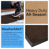 GORILLA GRIP 100% Waterproof All-Season WeatherMAX Doormat, 60x24, US Designed Natural Rubber, Stain and Fade Resistant, Low Profile Indoor Outdoor Door Mats, Easy Clean Patio Mat, Coffee Squares