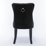 MOOLSUN Velvet Dining Chairs Set of 8, High Back Side Chairs, Modern Padded High-End Tufted Upholstered Chairs with Button-Tufted Back & Rear Pull Tabs, Solid Wood Legs E-Black(Solid Wood Legs)
