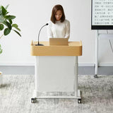 le Laptop Stand with 4 Wheels Metal Podium for Church School Office Modern Speaker Table Portable Presentat Desk Conference Use