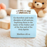 Personalized Baby Baptism Wood Block, Customized Laser Engraved Baptism Gifts for Boys & Girls, Custom Wooden Name Blocks, Personalized Catholic Bible Name Engraved Wood Blocks Handcrafted in the USA
