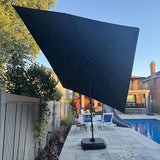 PURPLE LEAF 11' X 8' Left-right Tilting Patio Umbrella Outdoor Cantilever Swivel Rectangle Umbrella with Tilt Aluminum Offset Umbrella with 360-degree Rotation for Garden Deck Pool Patio Grey