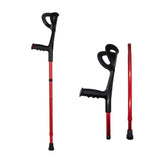 Lightweight Foldable Forearm Crutch, Aluminum Walking Stick,Height Adjustable, Ergonomic Handle with Comfortable Grip 2ZG-02BM (Red)