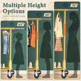 Raybee Heavy Duty Clothes Rack, Gold Clothing Racks for Hanging Heavy Clothes 200+, Rolling Clothing Rack Load 530 LBS, Extendable & Adjustable with Wheels, Gold