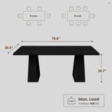 Dining Table for 6-8 People, Farmhouse Dining Table, 71 in Long Kitchen Tables with Wooden Sturdy Legs