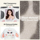 2PCS Cute Plush Photocard Holder with Keychain, Cartoon Animal Photo Sleeve ID Bank Badge Holder, Soft Idol Photo Protective Cover for Fans School Office, Best Christmas Birthday Gift