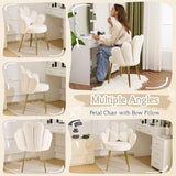 VINGLI Petal Makeup Vanity Chair with Back,Flower Cute Girls Desk Chair