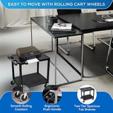H AV Cart, Two-Shelf Media Utility Cart, 300 lb Capacity, 24" W x 18" D Rolling A/V Cart with 4" Casters and Push Handle