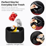 1797 Car Trash Can for Back Seat, Automotive Garbage Bin Clip on Front Seat Back, PU Leather with Leakproof Removable Plastic Liner