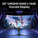 Amzfast 34 Inch 240Hz Curved Gaming Monitor UWQHD (3440x1440), AMZG34C8 Pro