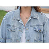 Hixiaohe Spring Summer Jean Jacket for Women Trendy Half Sleeve Button Down Short Denim Jacket Retro Cropped Trucker Coat