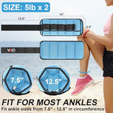 VBSD Adjustable Ankle Weights for Men Women, 10lb 1 Pair Leg Weight Straps, Weighted Ankle Weights Set, 1-5 lbs Each Ankle, 1 Pair 2-10 lbs, Blue