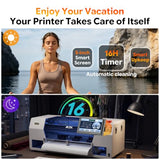 MZK A3 Pro F1080 DTF Printer& Shaker&Laptop&Purifier,2X-Speed VS L1800,24/7 Auto-Maintenance+White Circulation+Printhead Anti-Clog,T-Shirt Printing Machine