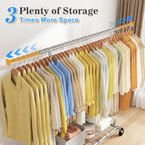 Raybee 75" W Heavy Duty Clothes Rack, 530 LBS Clothes Racks for Hanging Clothes, Rolling Clothing Rack with Wheels, Metal Garment Rack for Bedroom