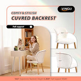 VINGLI Chenille Curved-Back Armless No Wheels Vanity Chair