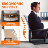 CLATINA Office Guest Chair with Adjustable Lumbar Support and Mesh Back Computer Chairs with Sled Base Desk Chair no Wheels