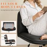 HeroSet Criss Cross Chair with Wheels,Comfy Wide Vanity Chair,Scratch-Resistant Leather Cross Legged Desk Chair