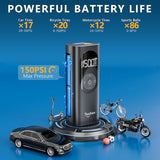 Tire Inflator Portable Air Compressor for Car,Large motor 2x Fast,Tccbac Bike Pumps with 150 PSI High Pressure Gauge and LED Light,Tire Pump Auto Shut-Off